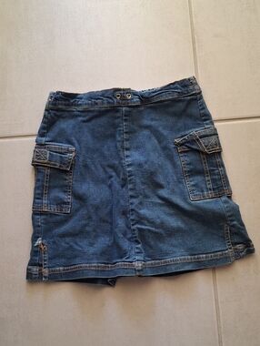 Denim Cargo Mini Skirt - Blue